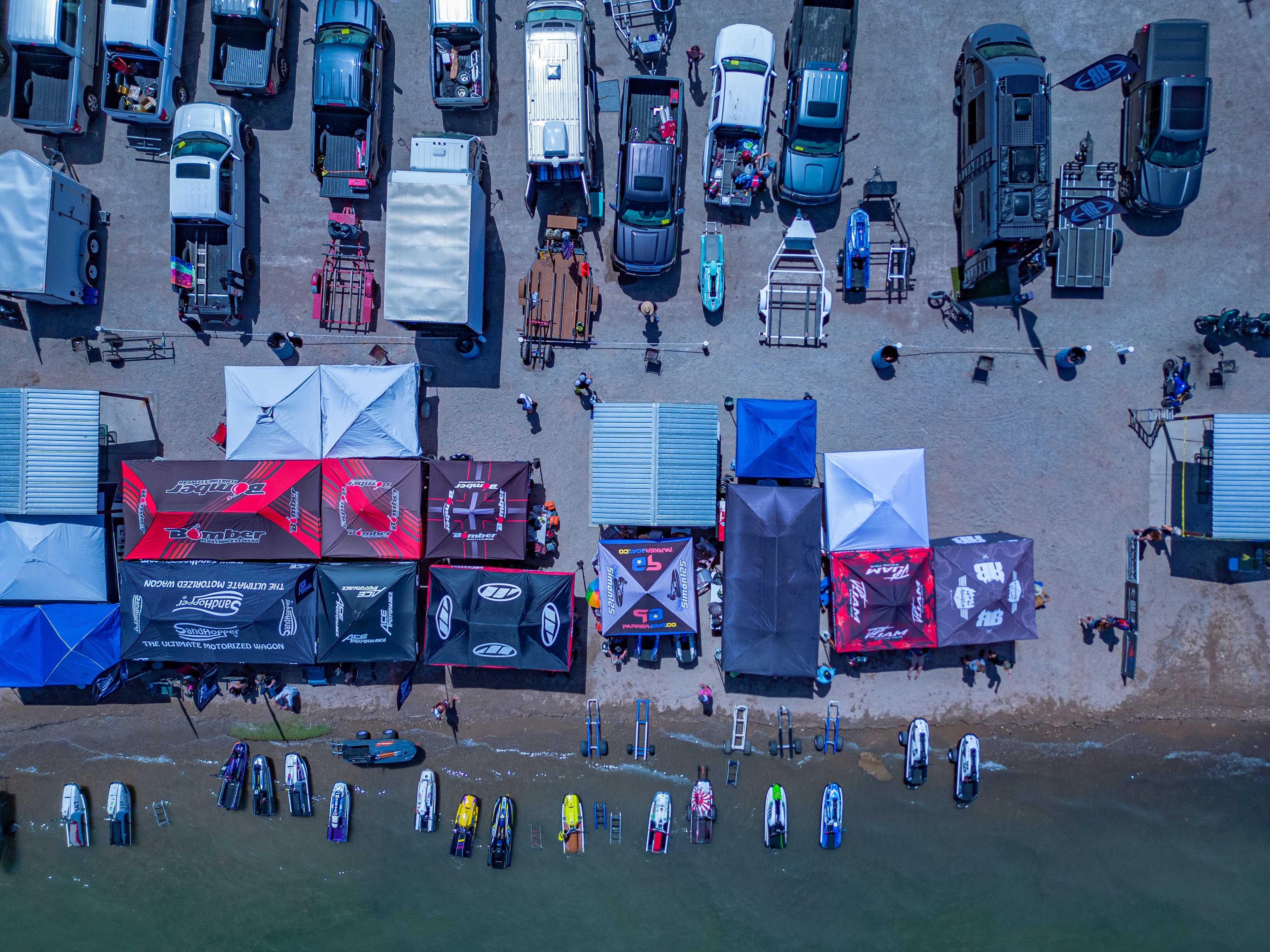 a top down view of the shoreline
