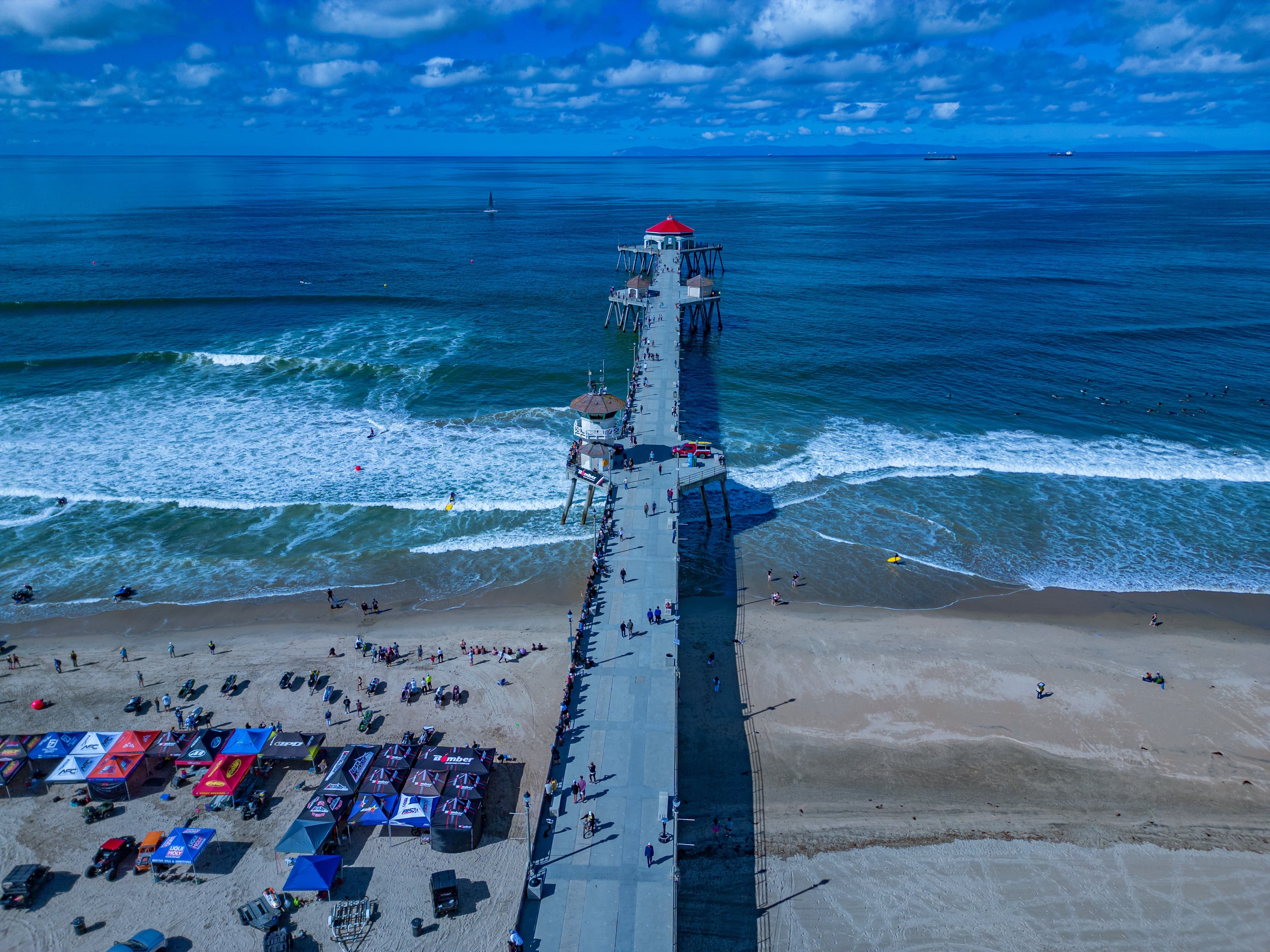 A top view of the hunting beach pier